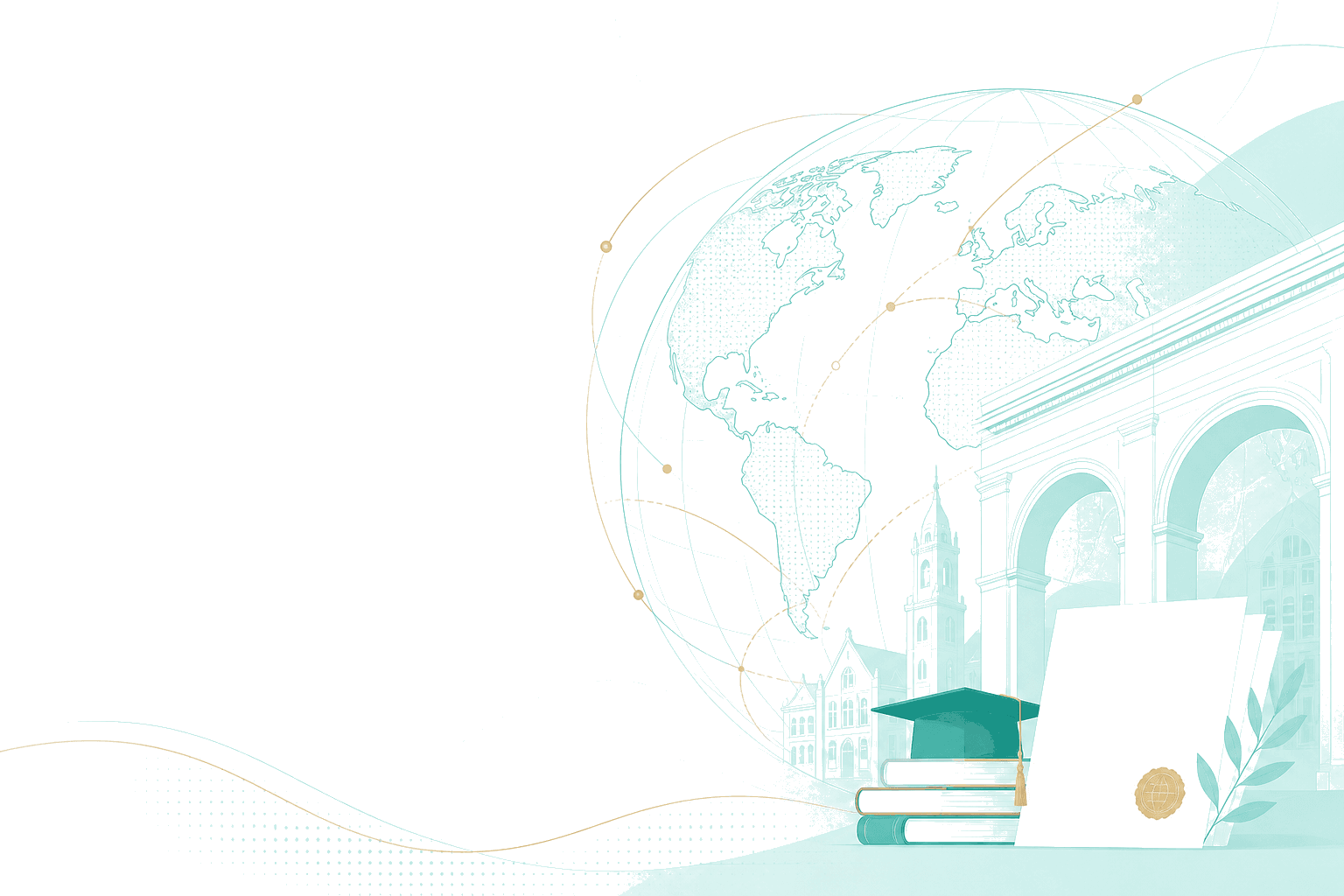 Illustrated globe and academic paths representing global scholarship search